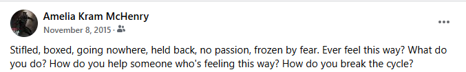 Amelia's Facebook post from 2015